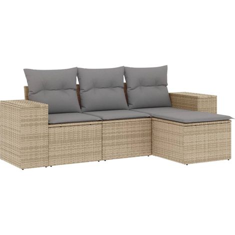 Maison Exclusive - 4-tlg. Garten-Sofagarnitur mit Kissen Beige Po
