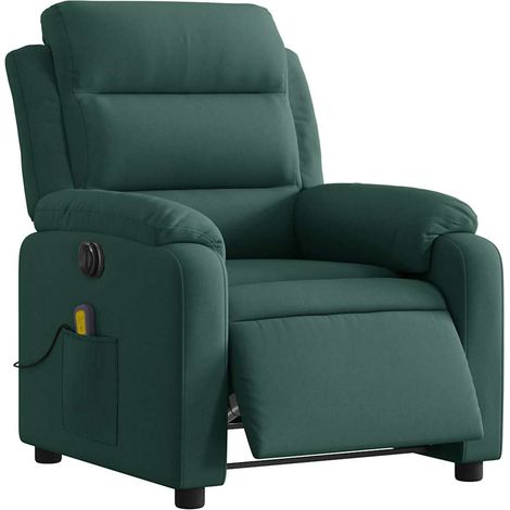 vidaXL Fauteuil inclinable de massage électrique vert foncé velours