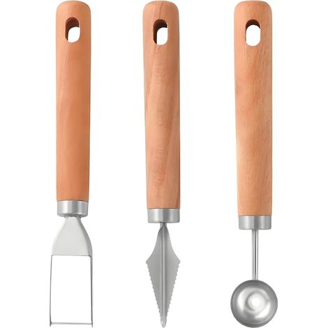 Coupe-Pastèque Fourchette Trancheur Outils 3 Pièces Ensemble Tranchage Pastèque,Multifonction Hachoir Aide Cuisine Maison pour Famille Fruit Tranchage (1/5)