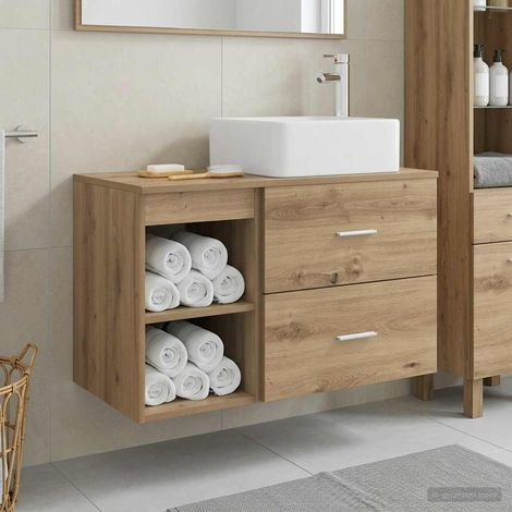 Juego de muebles de baño 2 pcs Roble Artesanal
