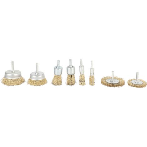 8Pièces Brosse Métallique Ronde Set, Brosses Fils Ondulés Grossiers, Décapage Rouille Peinture, Accessoire Perceuse Meuleuse (1/5)