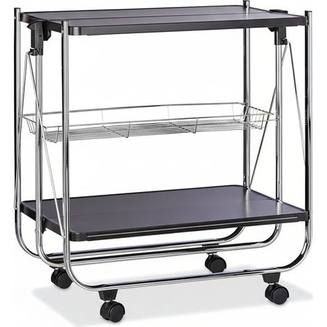 Carro con ruedas carro de cocina plegable 2 niveles metal negro 1300008902 (1/4)