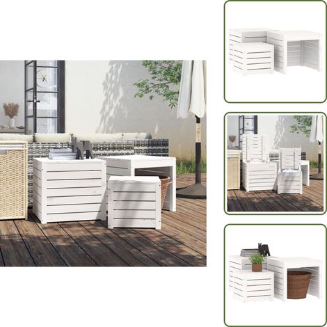 Cajas de madera - vidaXL Set de cajas de jardín 3 piezas madera maciza de pino blanco - Cajas de jardín con tapa