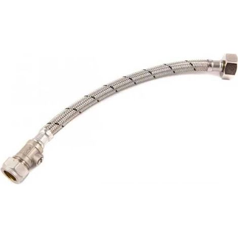15mm x 1/2 x 300mm Flexible Tap Connector with Isolation Valve WRAS