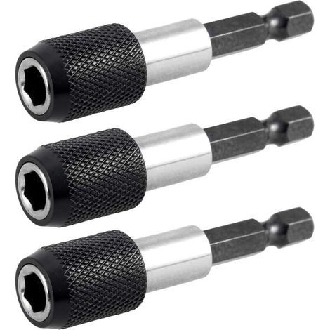 3pcs 6.35mm 60mm Hex Tige Porte-Embouts Tournevis Magnétique Extension de Tournevis Prise de Barre de Dégagement Rapide tournevis porte-embout Pour Vis, écrous, Perceuse, Pilote (1/4)