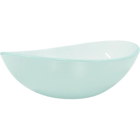 Lavabo vasque à poser Luxueux, Verre trempé Bac à laver, 54,5x35x15,5 cm Dépoli OIB1806E (1/5)