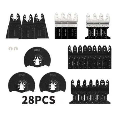 28 Accessoires d'outils Oscillants Multifonctions Lame de scie universelle pour Parkside Dewalt Ryobi Bosch Couper les coins de Bois/Métal/Plastique - 2 adaptateurs,TRIMEC (1/5)