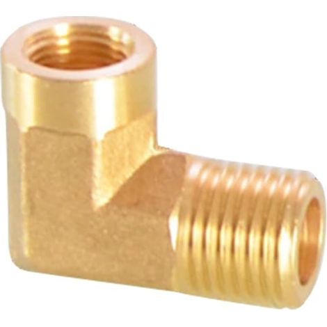 Raccords filetés en laiton, connecteur coudé à 90 degrés, raccord cannelé en laiton, raccord de tuyau fileté BSP pour huile et gaz (DN8 mâle x 0,3 cm femelle) (1/3)