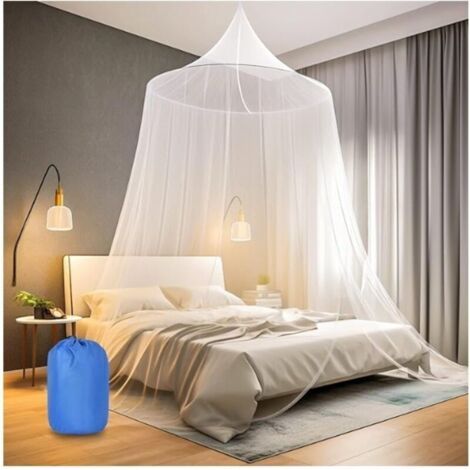 Moustiquaire de voyage avec sac de voyage et crochet de plafond autocollant, moustiquaire pour extérieur, ciel de lit pour la maison et les voyages, extra large pour lit double et lit (1/4)