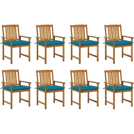 vidaXL Sillas de jardín con cojines 8 uds madera maciza de acacia (1/4)