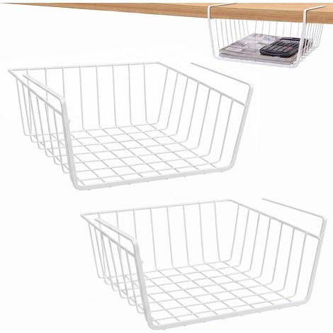 Lot de 2 Panier Suspendu Panier de Rangement Sous Tablette en Métal (1/5)