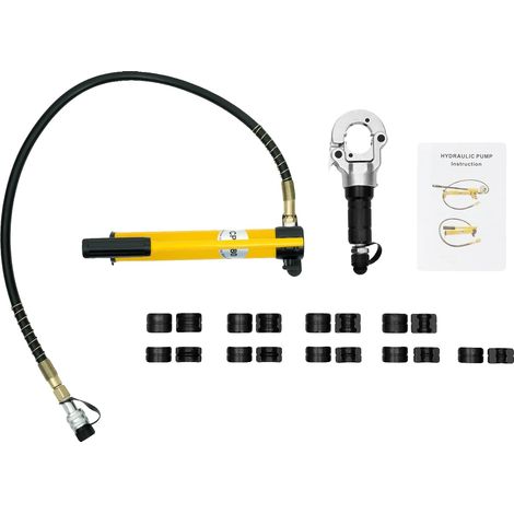 Outil de sertissage hydraulique, compression de 6 tonnes, 9 tailles de matrices incluses, Jaune (1/2)