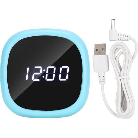 Réveil Miroir LED - Affichage Heure Et Date - 3 Alarmes Réglables - Luminosité Ajustable L0 À L3 - Bleu (1/5)