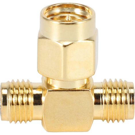 SMA Male to Two SMA Female Triple T RF Adapter Connector 3 Way Splitter NEW-- (1/5)