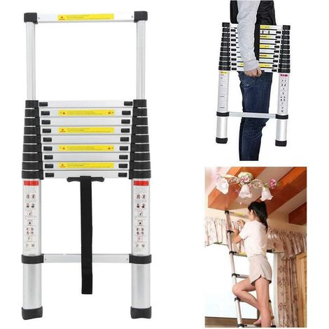 3,2M Échelle Télescopique en Aluminium, Escabeau Telescopique Extensible Multifonctionnelle Échelle Pliable et Antidérapante - Charge Max 150 kg (1/5)