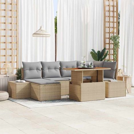 Gartensofa-set 7 pcs Beige und Grau vidaXL (1/5)