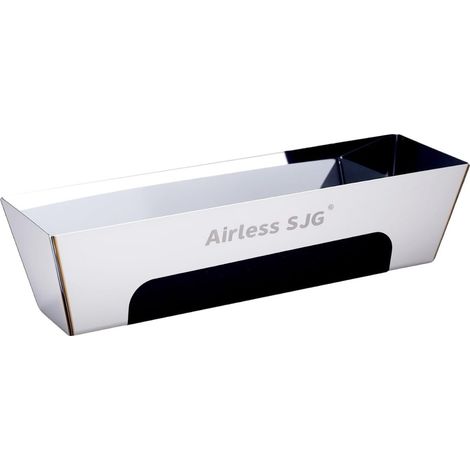 Airless SJG Bac à Enduit 35.5 cm en Acier Inoxydable Renforcé - Bords Coniques et Patins Antidérapants - Pour Cloisons Sèches, Projets de Rénovation et Construction (1/5)