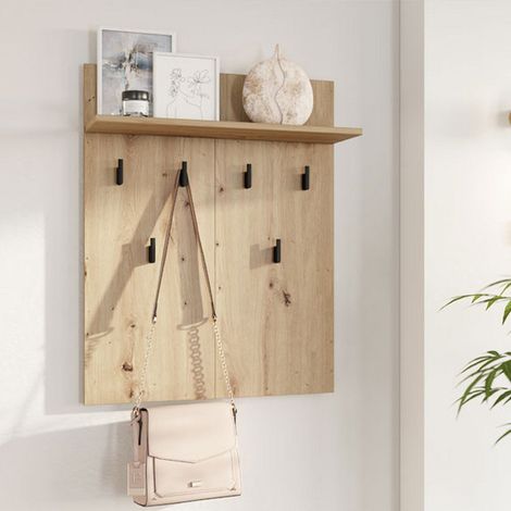 Appendiabiti Ortelle, set Fissaggio a Muro Incluso, 6 Ganci, Installazione a Muro, 83h cm Marrone Rovere Nodi (1/5)