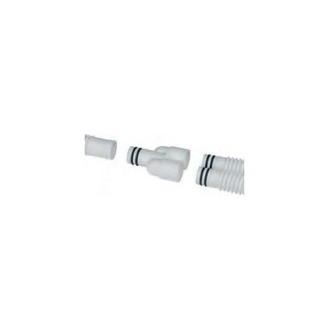 Raccordo a 3 vie d. 20 mm per tubo flessibile. 2 entrate femmina e 1 uscita Maschio. Completo di guarnizioni di tenuta. RTY20