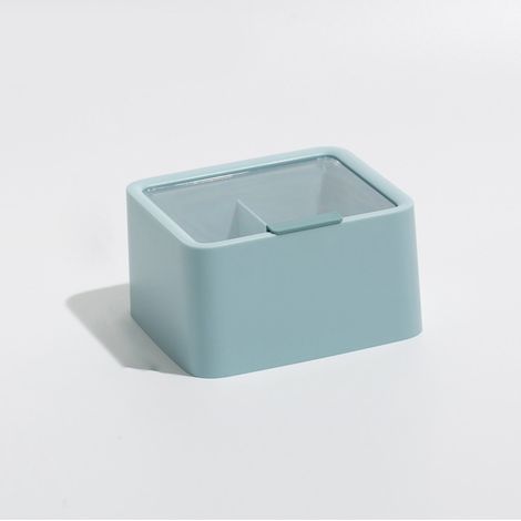 Boîte de Rangement Transparente à Double Couche Grande Capacité pour Rouges à Lèvres, Design à Grille avec Couvercle pour Bureau ou Maison, Bleue (1/5)