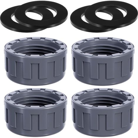 Confezione da 4 tappi filettati in PVC da 32 mm, rotondi, filettatura interna con 4 guarnizioni, tappi filettati in PVC, tappi per tubi in plastica, tappi per valvole di scarico da giardino (1/5)