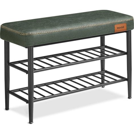 Panca portascarpe panca da ingresso in PU con cuciture stile moderno carico 135 kg 30 x 80 x 50 cm verde 120005343