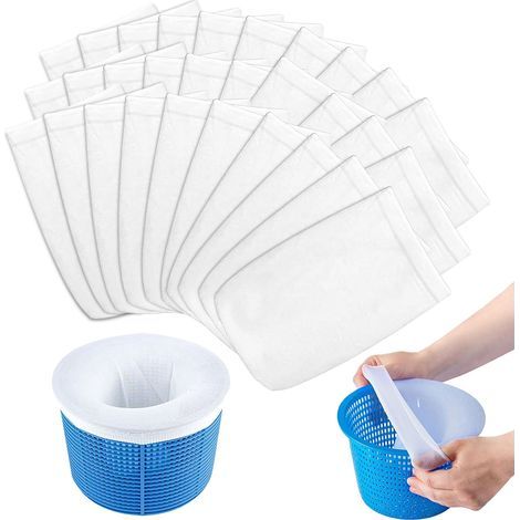 30 Pièce Chaussette Skimmer Piscine,Filtre Skimmer Piscine, Chaussette Filtre Pisciine, Pool Skiimmer Socks,Chaussettes pour écumoire de Pisine,pour Emprisonner Feuilles, Écume (1/5)