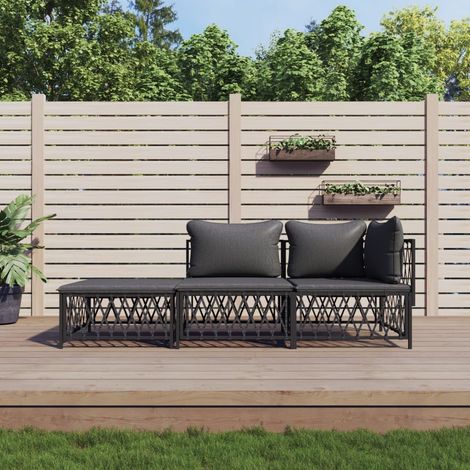 Salon de jardin avec coussins 3 pcs,Mobilier de terrasse,Table et Chaise pour Relax anthracite acier -YZ319000 (1/5)