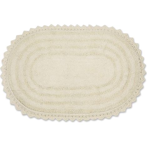 Collection Crochet - Tapis de Bain réversible, Grand Ovale, 53,3 x 86,4 cm, Blanc cassé (1/5)
