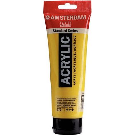 Peinture Acrylique en tube - Jaune transparent moyen - 272 - Amsterdam - 250ml (1/2)
