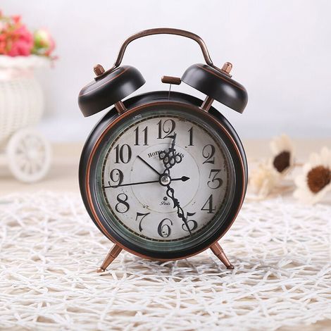 Antiker Wecker, mechanischer Retro-Wecker, traditioneller antiker Wecker mit Nachtlicht (schwarz) (1/4)
