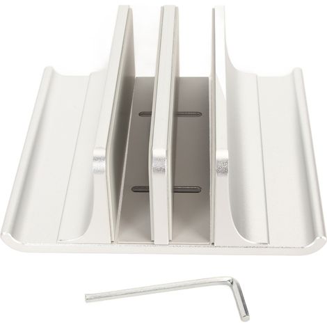Support PC Portable 2 Emplacements en Aluminium Anodisé Argent, Support Réglable Économiseur d'Espace pour Ordinateurs 0,63 à 2,36 po d'épaisseur (1/5)