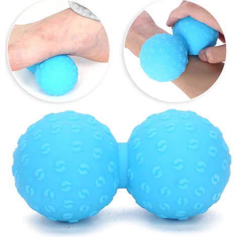 Doppelmassageball für Muskeln und Tiefengewebsmassage – Linderung von Rücken-, Schulter- und Beinschmerzen – Sportregeneration, Yoga, Fitness – Blau (1/5)