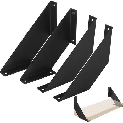 Equerre Etagere Murale Noire, Support Etagere en Fer Rétro Rustiques, équerre étagère Robuste 20cm 4 Pcs (1/5)