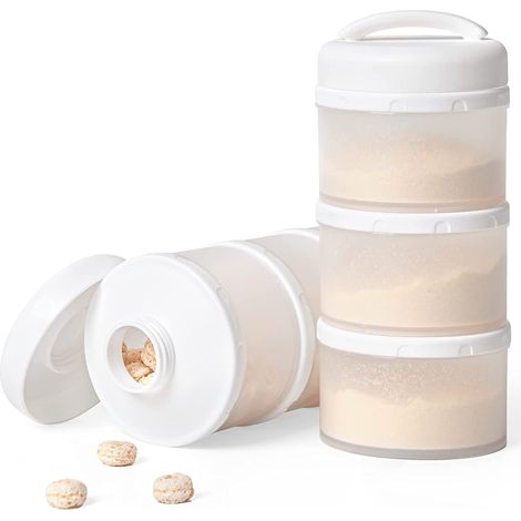 Boîte de Rangement Empilable pour Bébé en Poudre de lait, Lot de 2 (Blanc) (1/5)