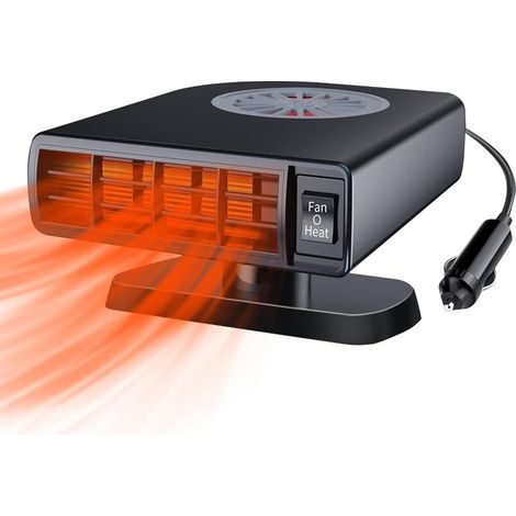 Auto-Heizlüfter, 12 V, 120 W – Tragbar – 2-in-1 – Entfroster und Kühlventilator – Autoheizung – Windschutzscheibenenteiser – Entfroster mit Stecker