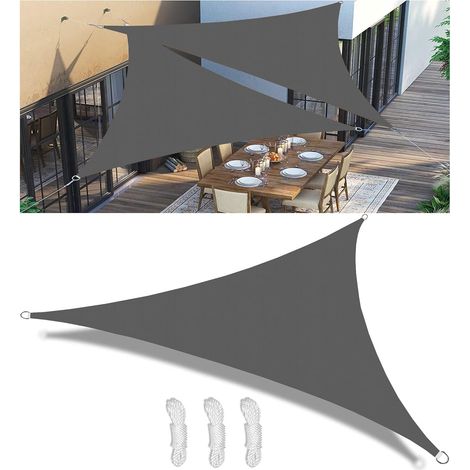 Voile d'Ombrage Triangle 4x4x4m Étanche, Parasol Solaire Extérieur Imperméable pour Jardin, Patio, Piscine, Camping, Fête - Protection UV (1/4)