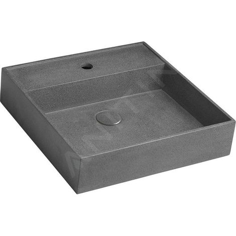 Sapho Quadrado - Vasque, 460x460 mm, sans trop-plein, 1 trou de robinetterie, noir granite AR468 (1/5)