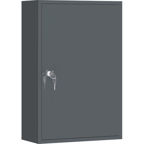 Armoire à pharmacie murale, meuble de salle de bain avec 3 étagères, 2 clés, 40 x 18 x 60 cm, grise