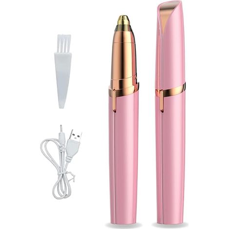 Tondeuse à Sourcils pour Femme, Épilateur de Sourcils Rechargeable pour Femme, Rasoir à Sourcils Indolore et Portable pour L'épilation du Visage, des Lèvres et du Nez (Rose) (1/5)