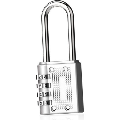 Cadenas à combinaison à 4 chiffres en alliage de zinc, verrou mécanique à code numérique à suspendre pour armoire de rangement, couleur argent (1/5)