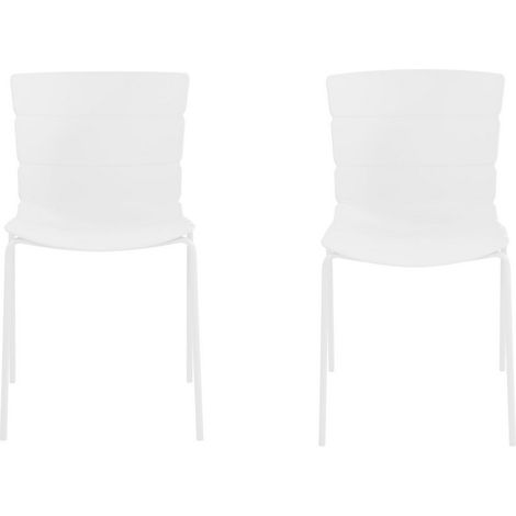 Bali Kitchen Chairs (Set of 2) - Plastic/Metal - L50.5 x W47 x H81 cm - White - Flat Packed