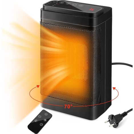 1500W Radiateur Electrique Céramique Radiateur Soufflant à économie d'énergie PTC Chauffage d'appoint Portable avec Thermostat, 70°Oscillation, 2-12H Minuterie, écran Tactile, Télécommande (1/5)