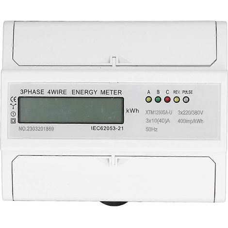 Compteur électrique triphasé à 4 fils avec affichage LCD, compteur de courant, de tension et de puissance sur rail DIN (3x2)