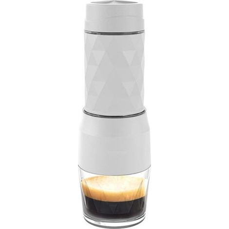 royaluxe - Machine à café expresso manuelle portable, compatible avec capsules et café moulu, fabrication de café et mousse, pour camping, bureau, 120 ml, Blanc