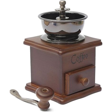 manuel Café Moulin à grains main à épices herbes de style vintage en bois rétro Burr Moulin à grains de café nœuds Machine Moulin à céréales – Cadeau Pour Les Amateurs (1/5)