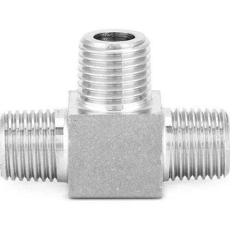 Raccord de Tuyauterie en Acier Inoxydable 3 Voies Filetage Mâle BSPT 1/2 Pouce (1/5)