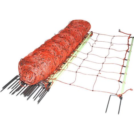 EuroNetz Gallagher rete per ovini arancio altezza 90 cm 2 punte e lunghezza 50 m completa di 14 picchetti
