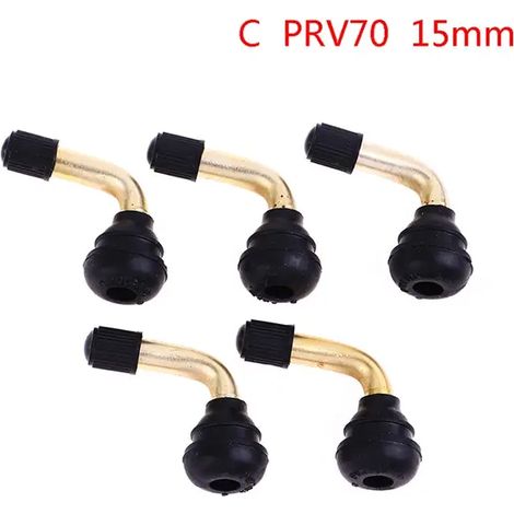 (C) 5 tiges de valve tubeless pour moto, coudées à 90°, avec outil d'insertion de l'obus, compatibles avec les valves de scooter et auto, et munies d'un capuchon. (1/5)