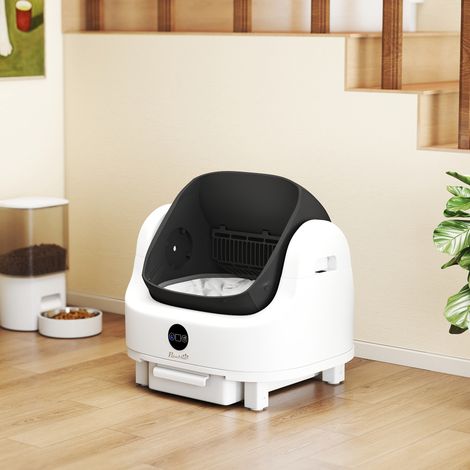 Litière chat autonettoyante bac à litière pour chat automatique ouvert isolation des odeurs/protection de sécurité blanc (1/5)